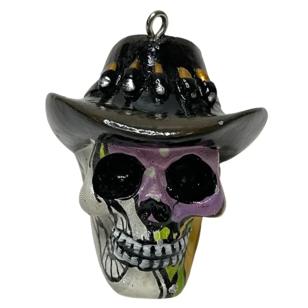Lot of 3 Skull Head Keychain Rings 3D Skeleton Biker Death Skulls Gothic Charms